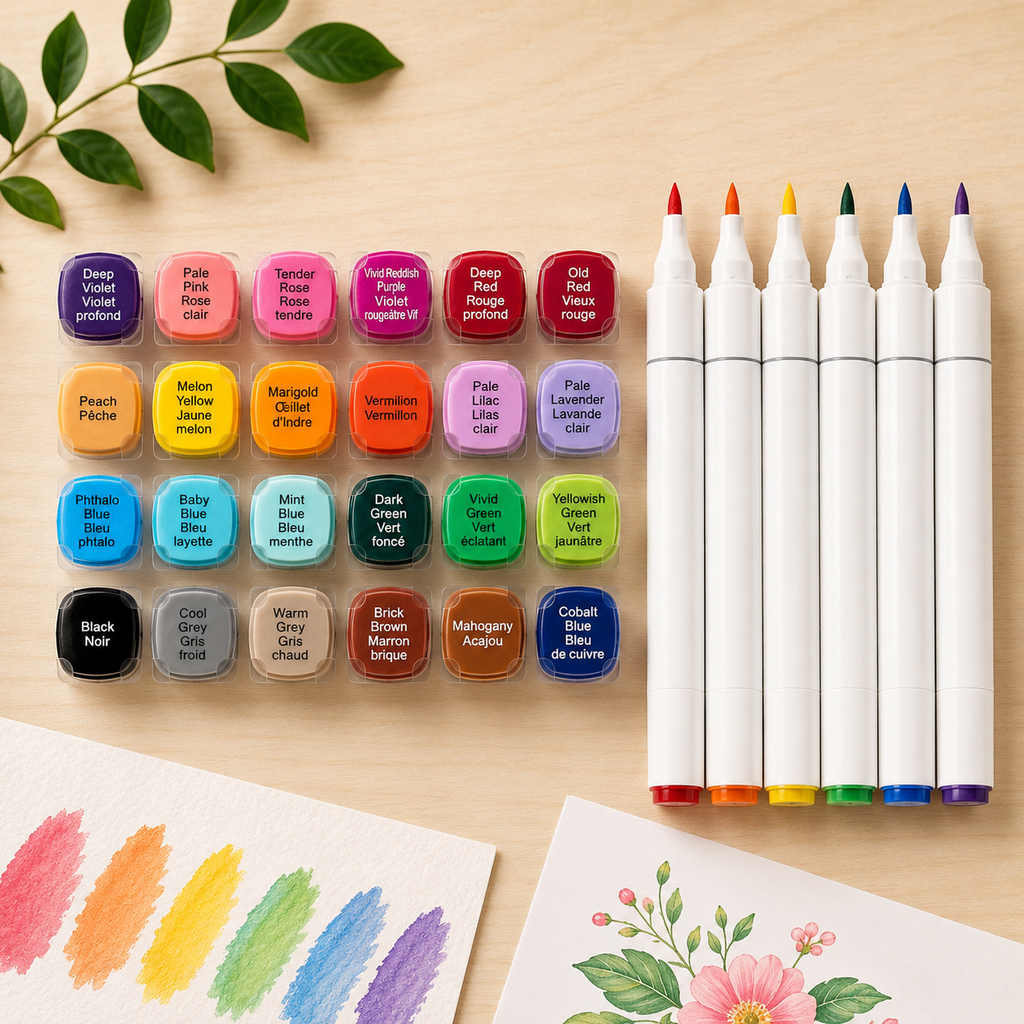 Marqueurs à base d’eau double pointe - Coffret de 24