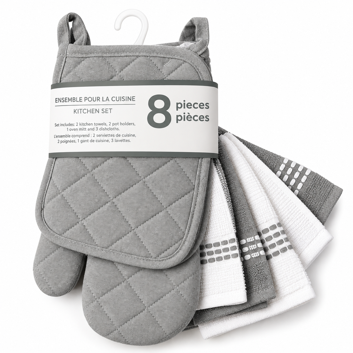 Ensemble de cuisine 8 pièces – Gris