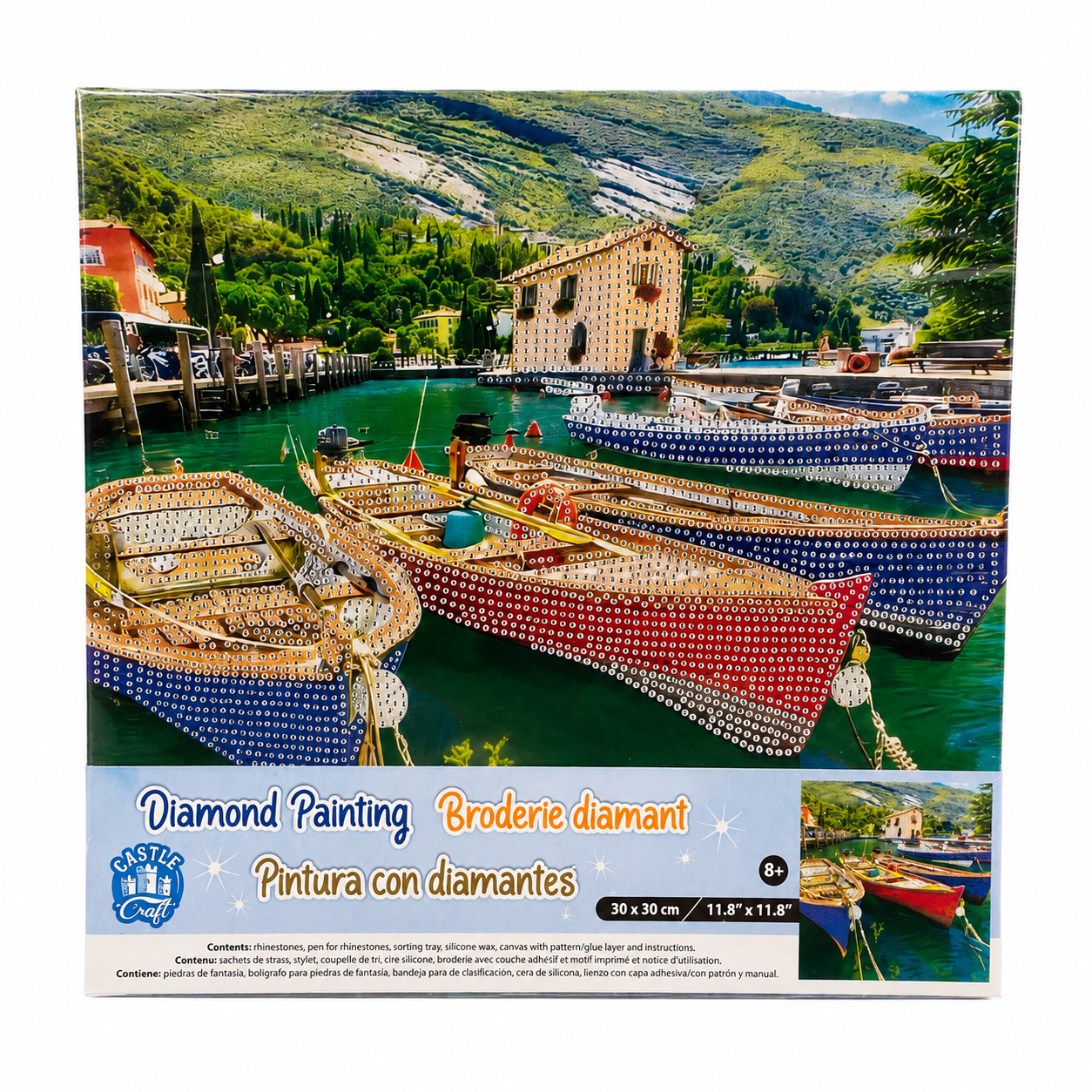 Diamond Painting Barques au bord du lac - 30 x 30 cm