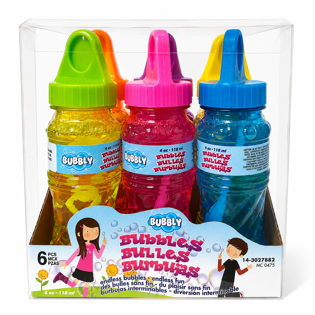 flacons de solution à bulles avec souffleur intégré - Lot de 6
