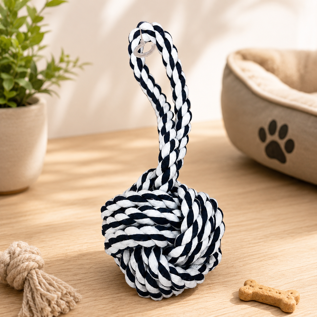 Jouet en corde avec balle pour chien