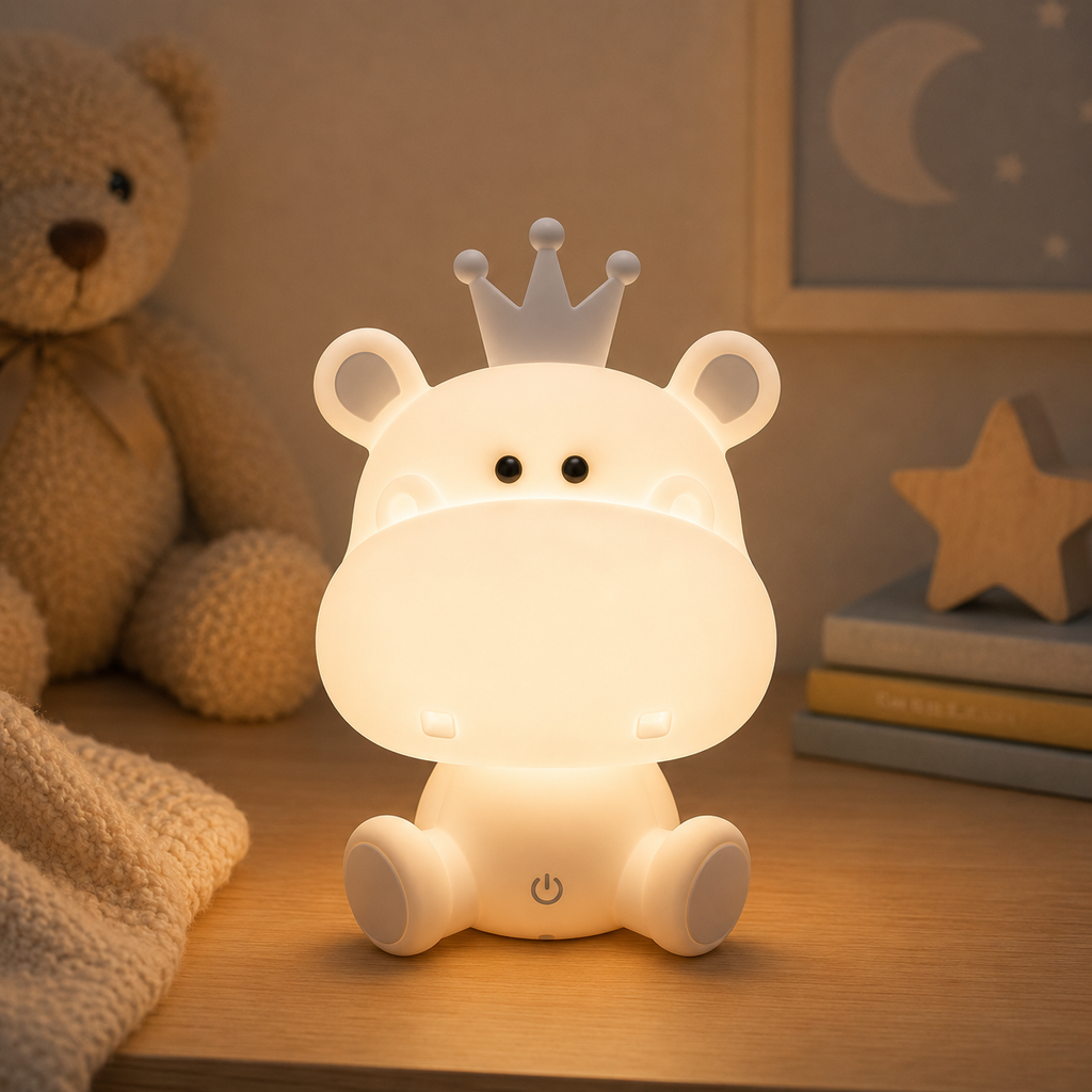 Veilleuse LED tactile Hippopotame - Blanc