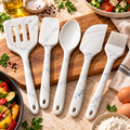 Ustensiles de cuisine en silicone effet marbre – Lot de 5