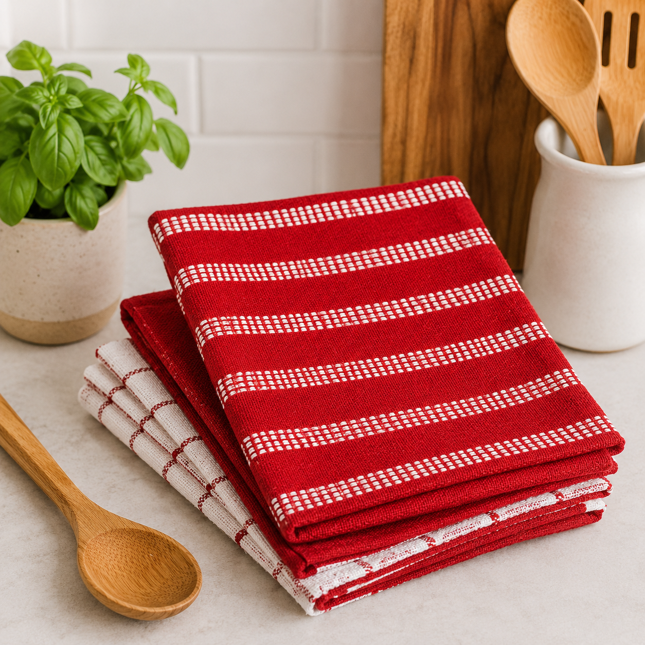 Serviettes de cuisine à rayures - Lot de 3