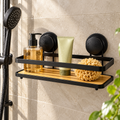 Étagère de douche noire avec ventouses
