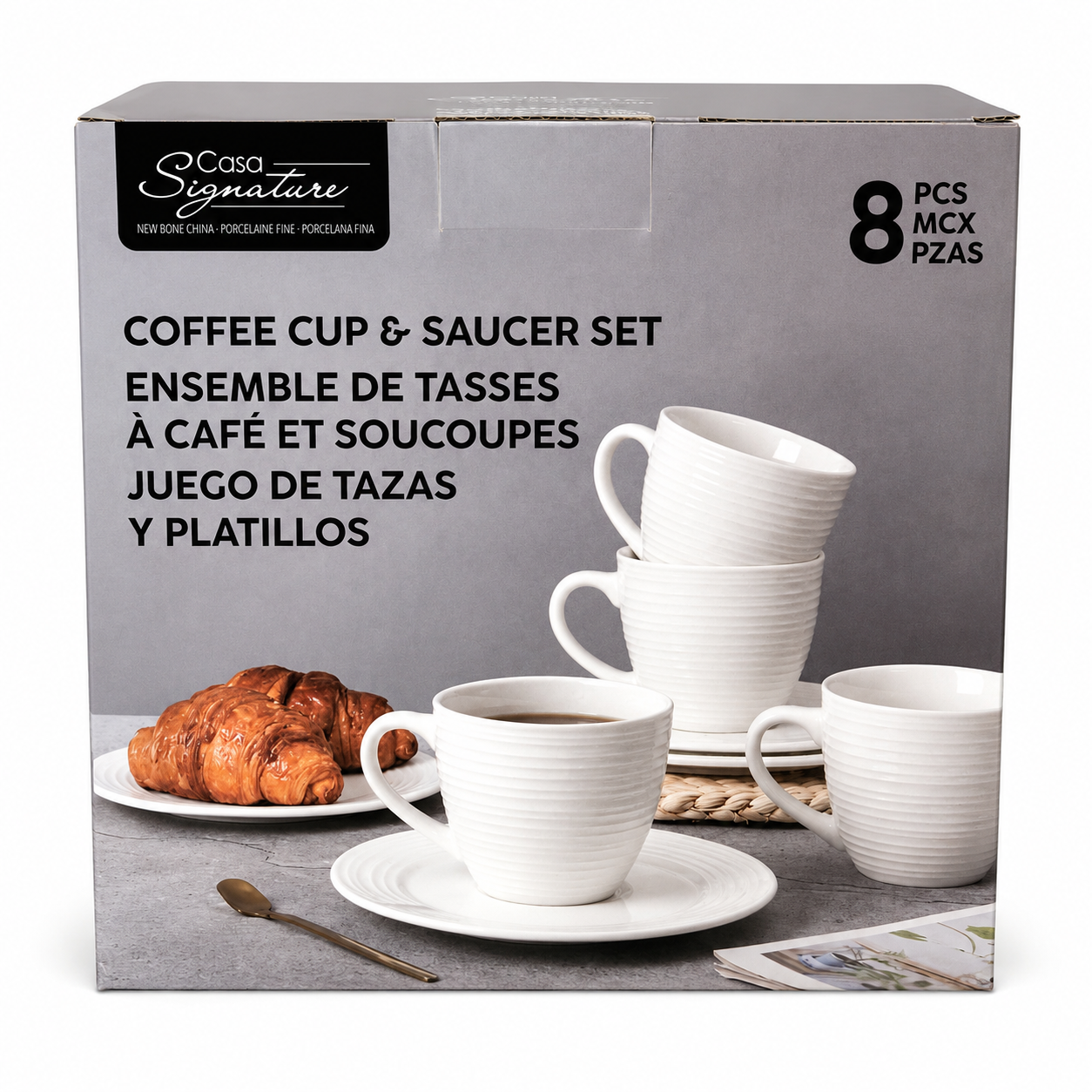 Tasses à café et soucoupes en porcelaine – 8 pièces