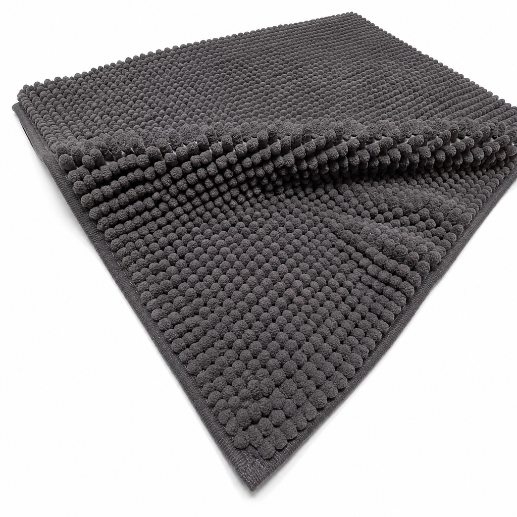 Tapis de bain en chenille - Gris foncé