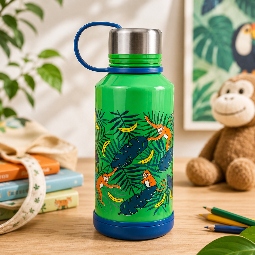 Gourde isotherme enfant – Motif Singes de la jungle