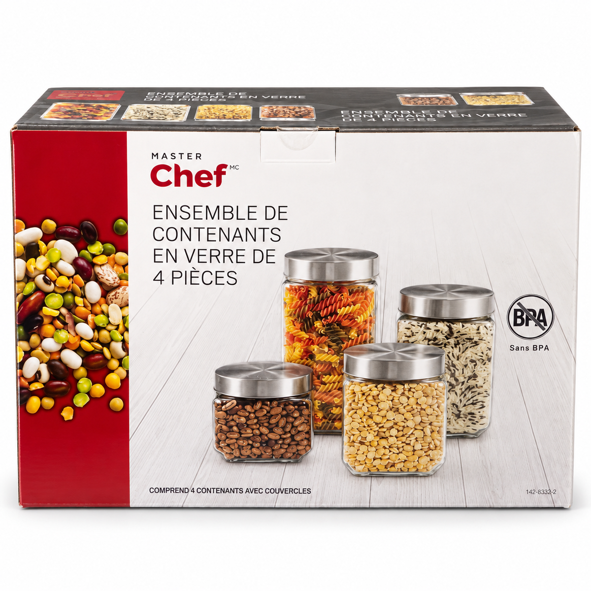 Contenants en verre avec couvercles - Lot de 4