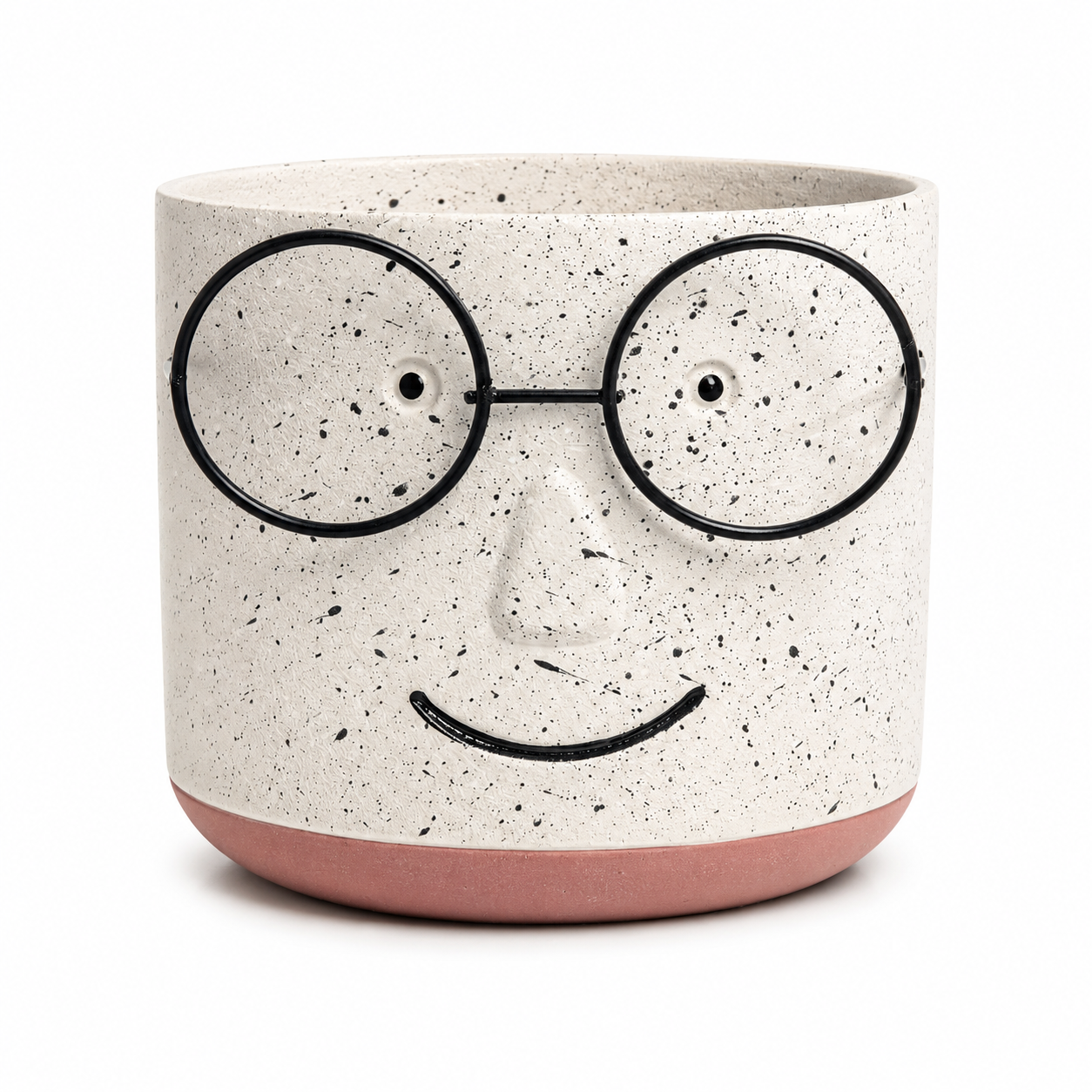 Cache-pot décoratif en céramique Rose – Petit bonhomme à lunettes