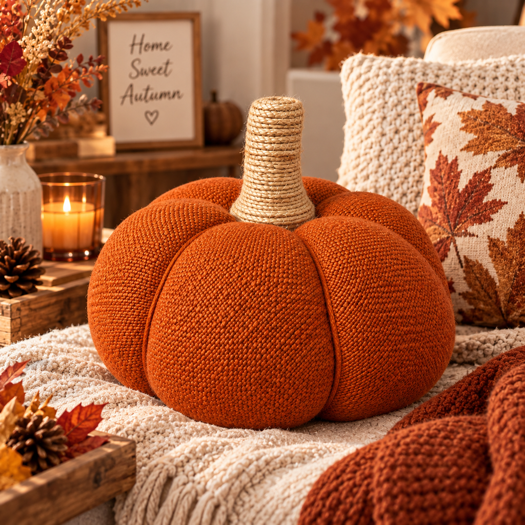 Citrouille décorative en tissu – 25 cm
