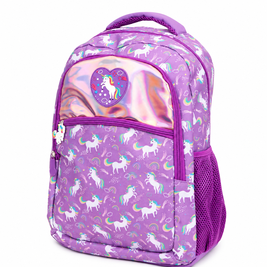 Sac à dos scolaire Licorne – 40 x 28 cm Violet