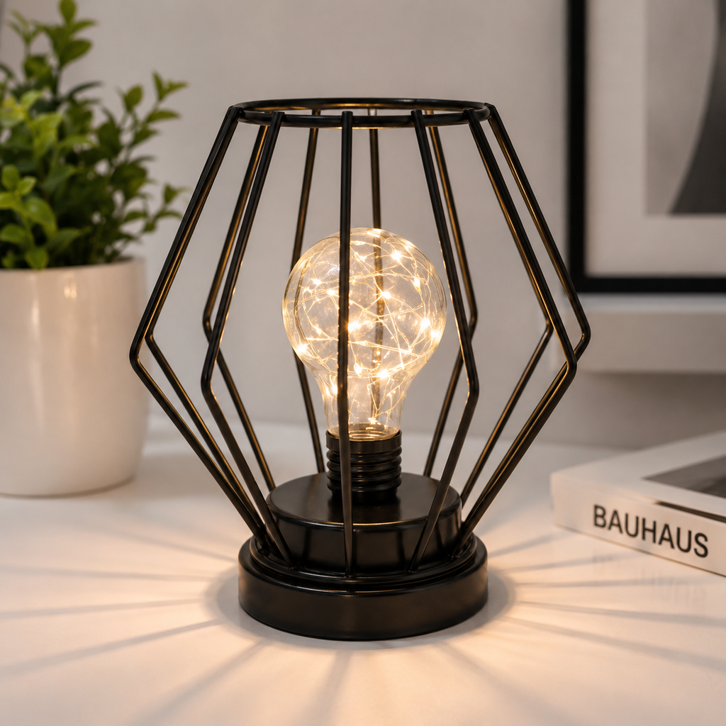 Lampe de table design en métal noir