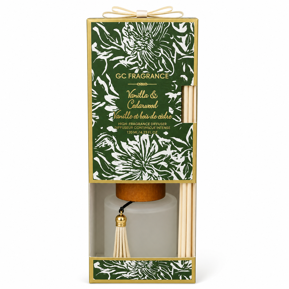 Diffuseur à bâtonnets Vanille & Bois de cèdre – 120 ml