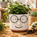 Cache-pot décoratif en céramique Rose – Petit bonhomme à lunettes