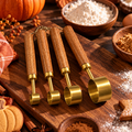 Lot de 4 cuillères doseuses en bois et finition dorée