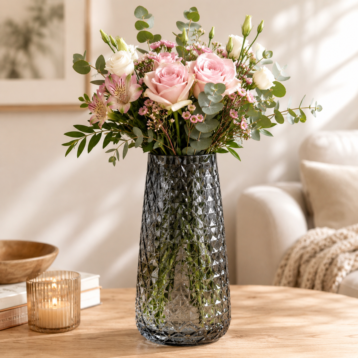 Vase décoratif en verre fumé