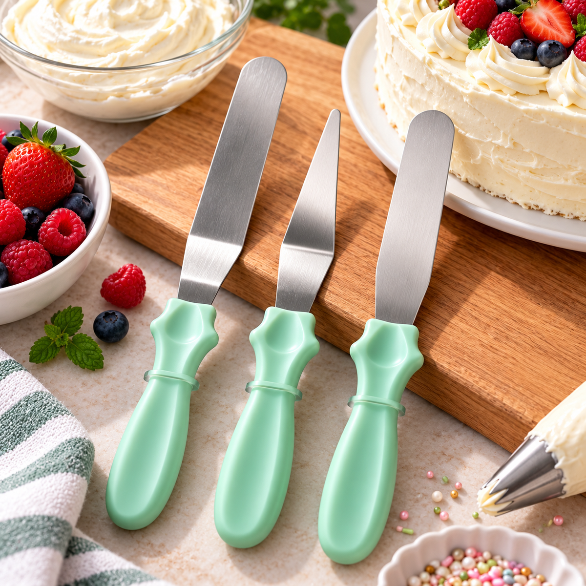 Set de 3 spatules en acier inoxydable