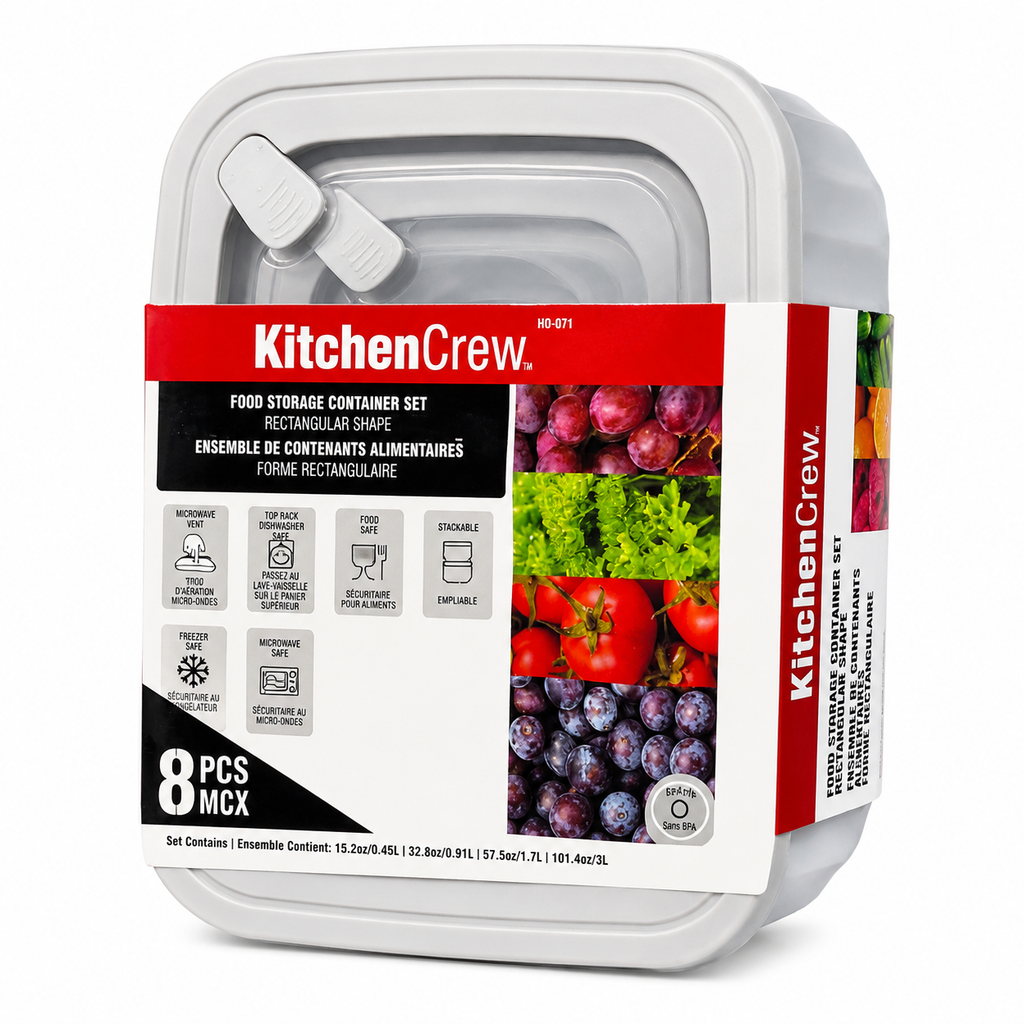 Contenants alimentaires rectangulaires KitchenCrew - 8 pièces