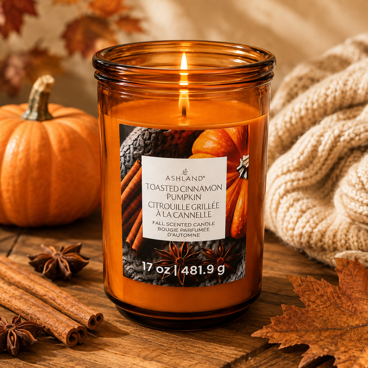Bougie parfumée d'automne – Citrouille grillée à la cannelle