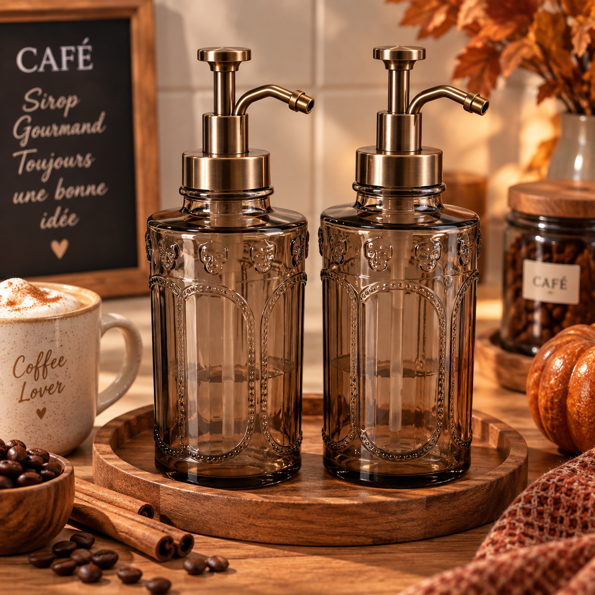 Distributeurs de sirop en verre – Lot de 3