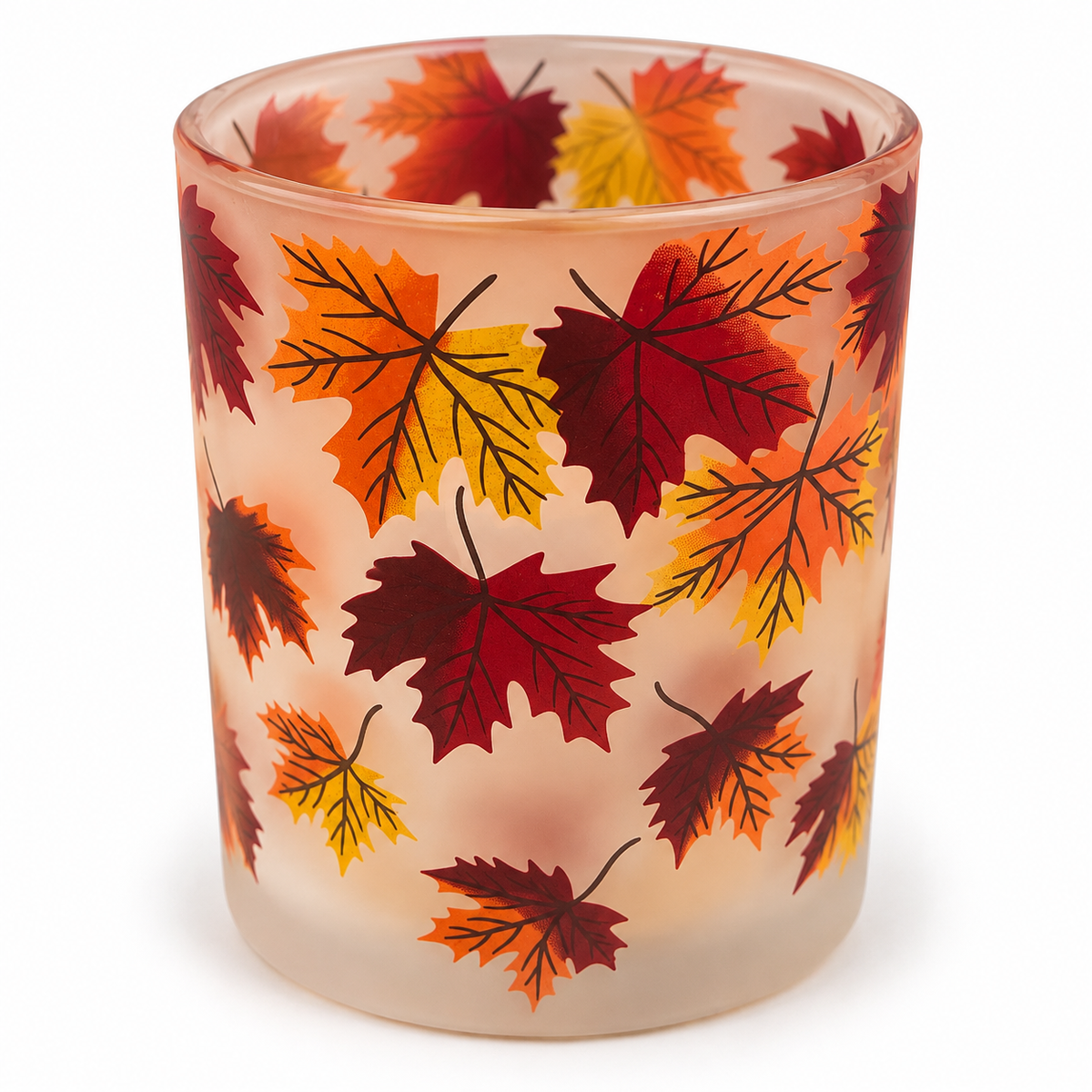 Photophore automnal à motifs feuilles – 10 cm