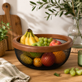 Corbeille à fruits en métal et bois