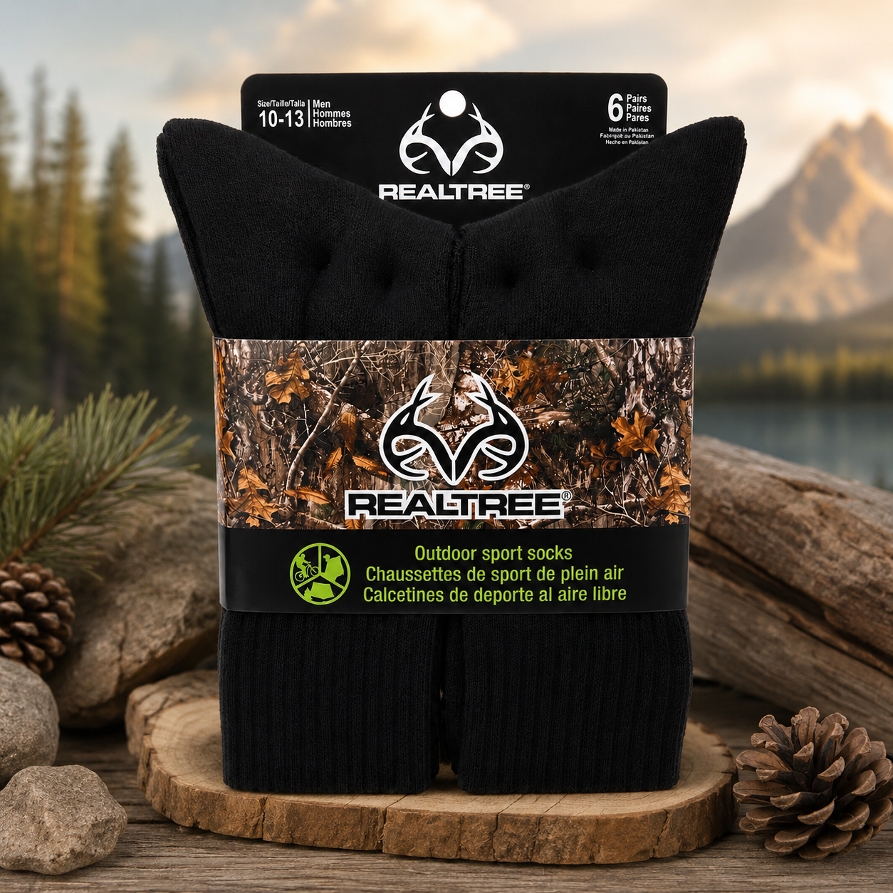 Chaussettes de sport d'extérieur Realtree pour homme - Lot de 6 paires