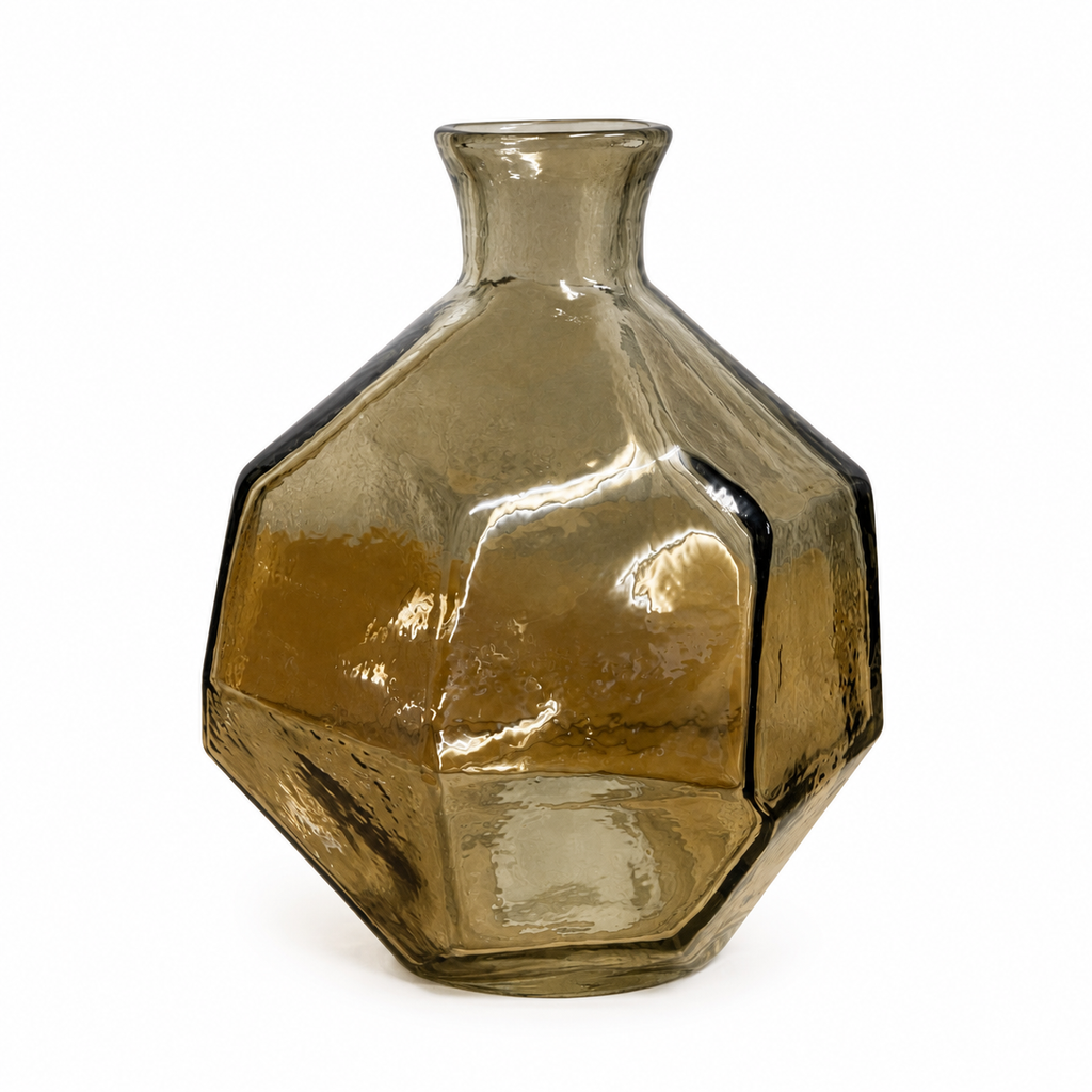 Vase décoratif en verre recyclé – Design géométrique