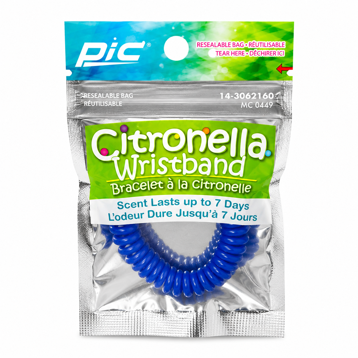 Bracelet à la citronnelle Bleu Foncé – Diffusion jusqu'à 7 jours