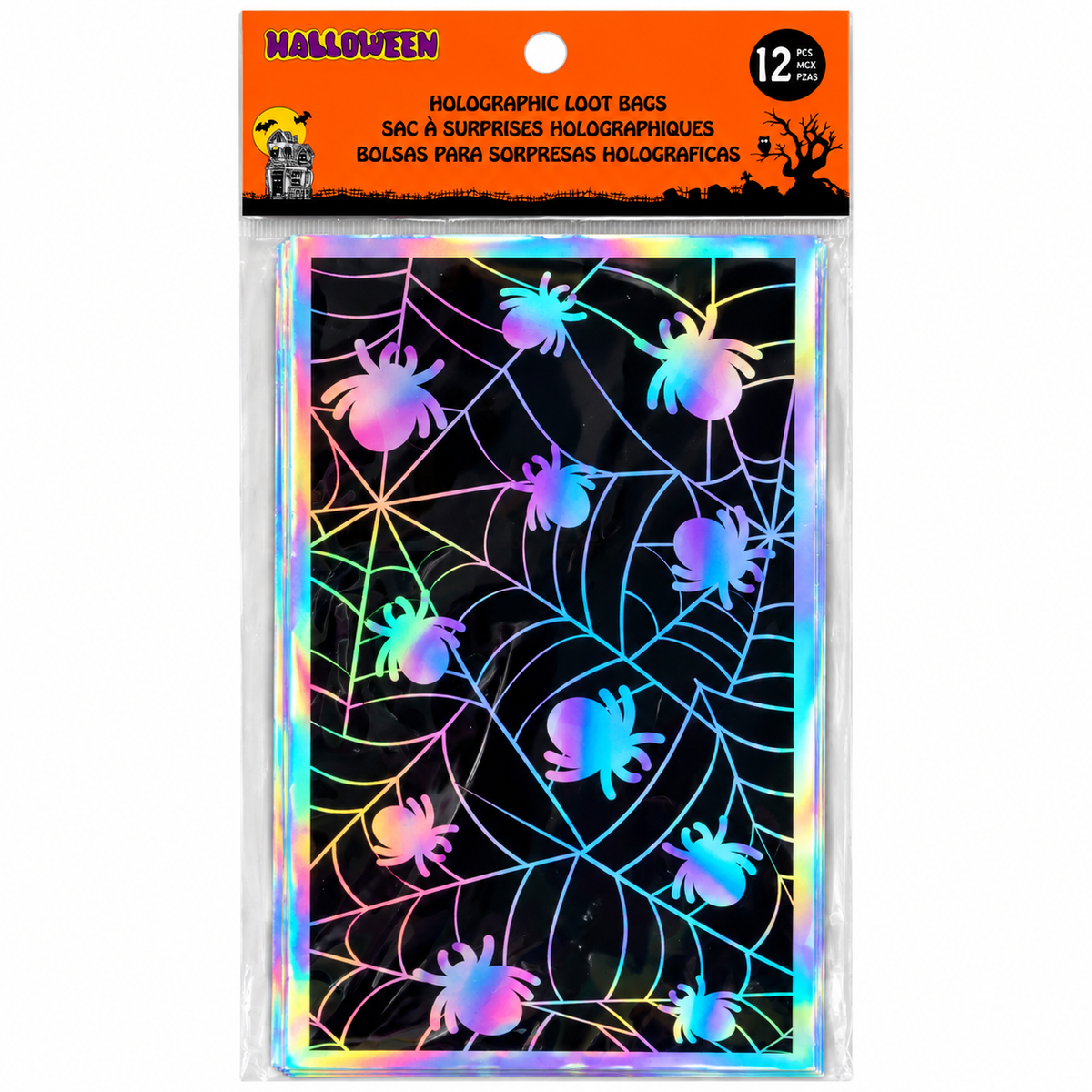 Sacs à surprises holographiques Halloween – Toiles d’araignées