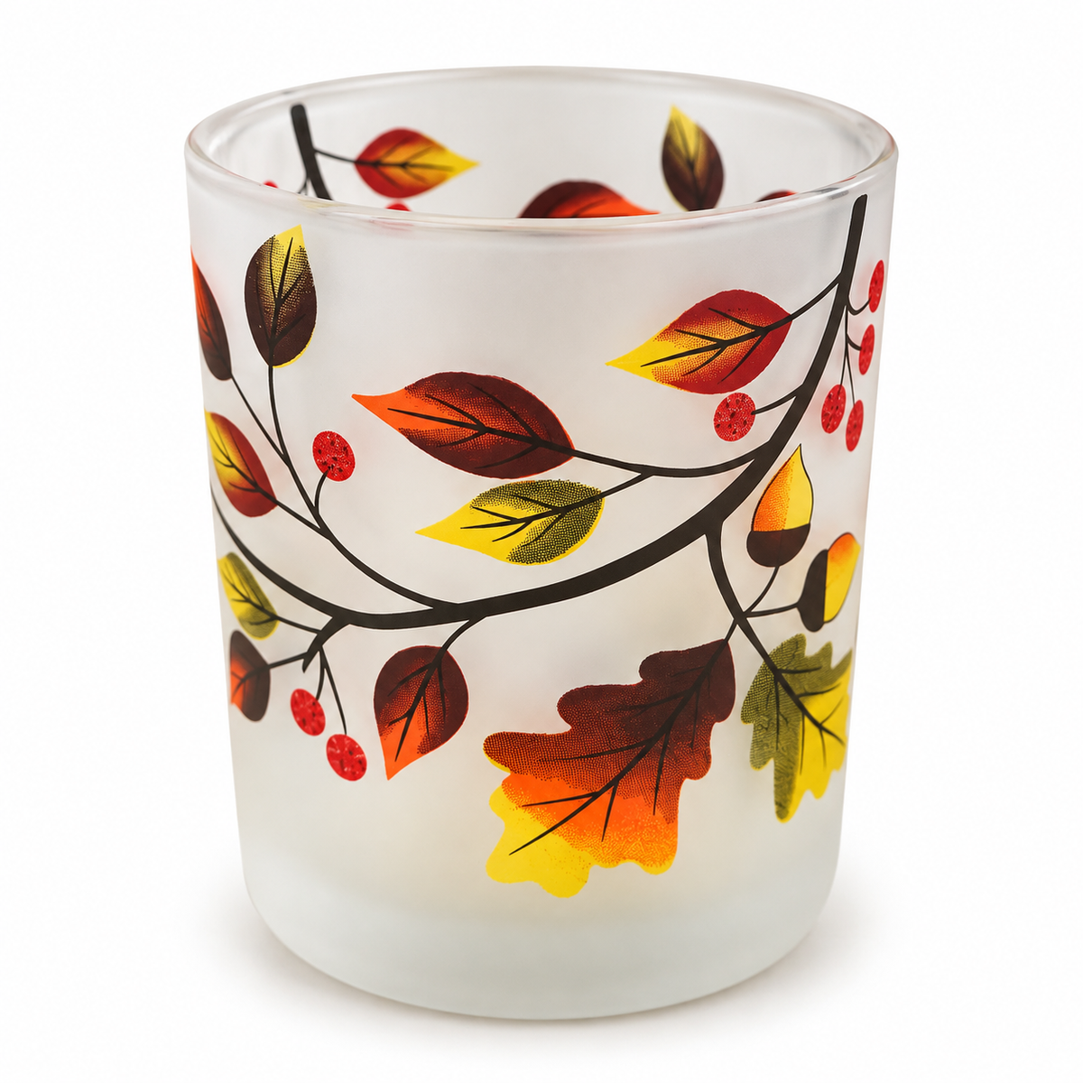 Photophore automnal feuilles et baies – 10 cm