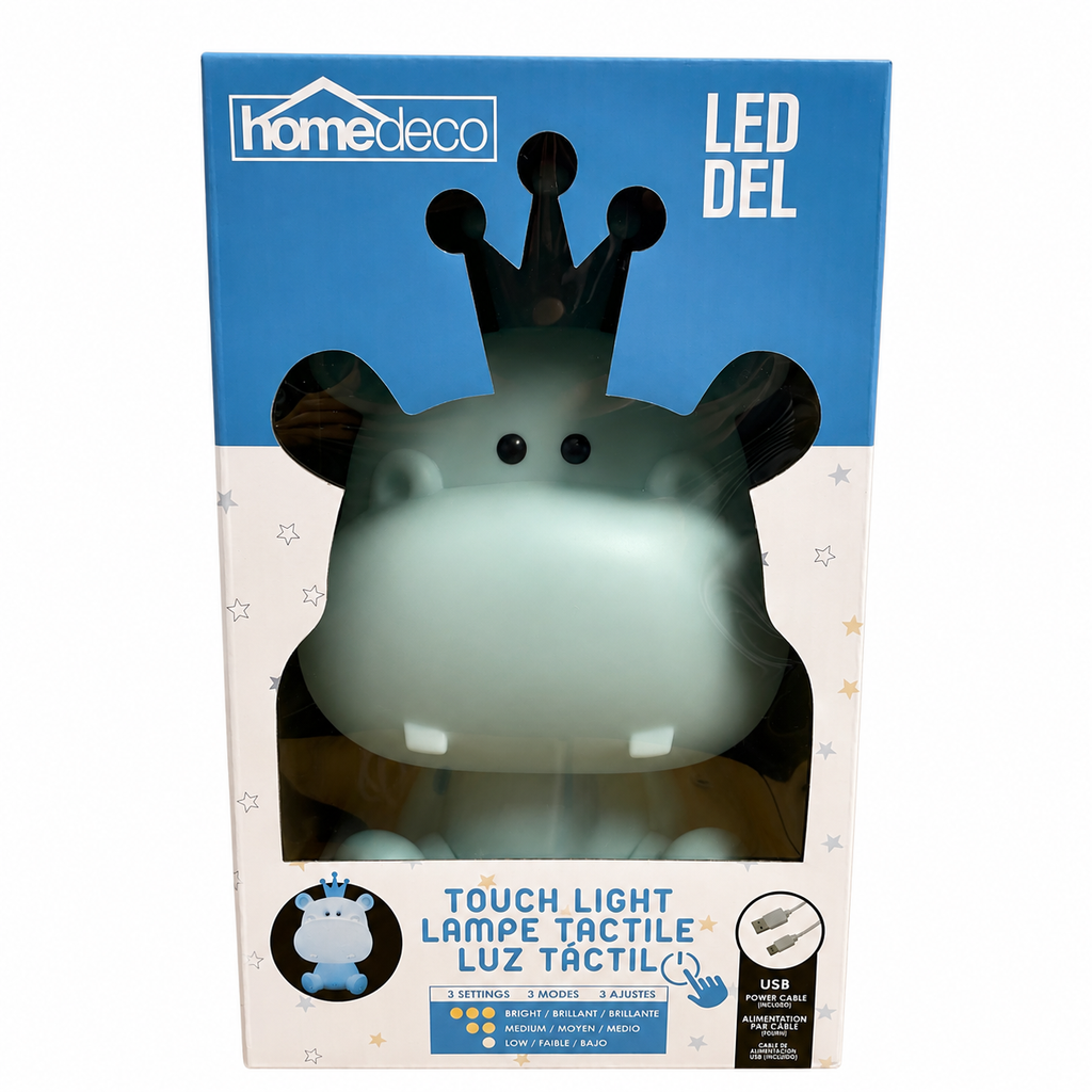 Veilleuse LED tactile Hippopotame - Bleu