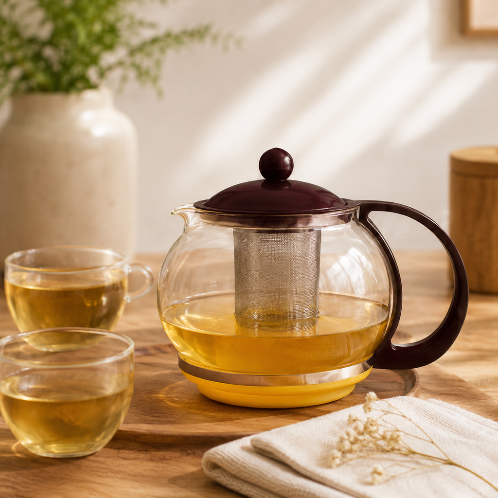 Théière en verre avec panier à infuser