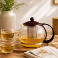 Théière en verre avec panier à infuser