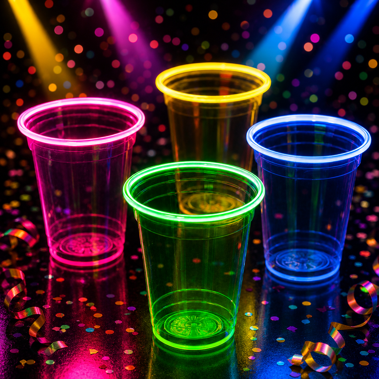 Verres fluorescents avec bâtons lumineux