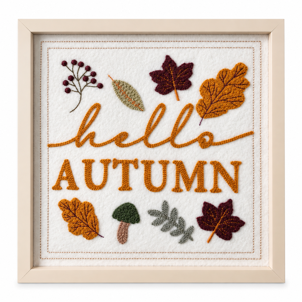 Cadre brodé « Hello Autumn »