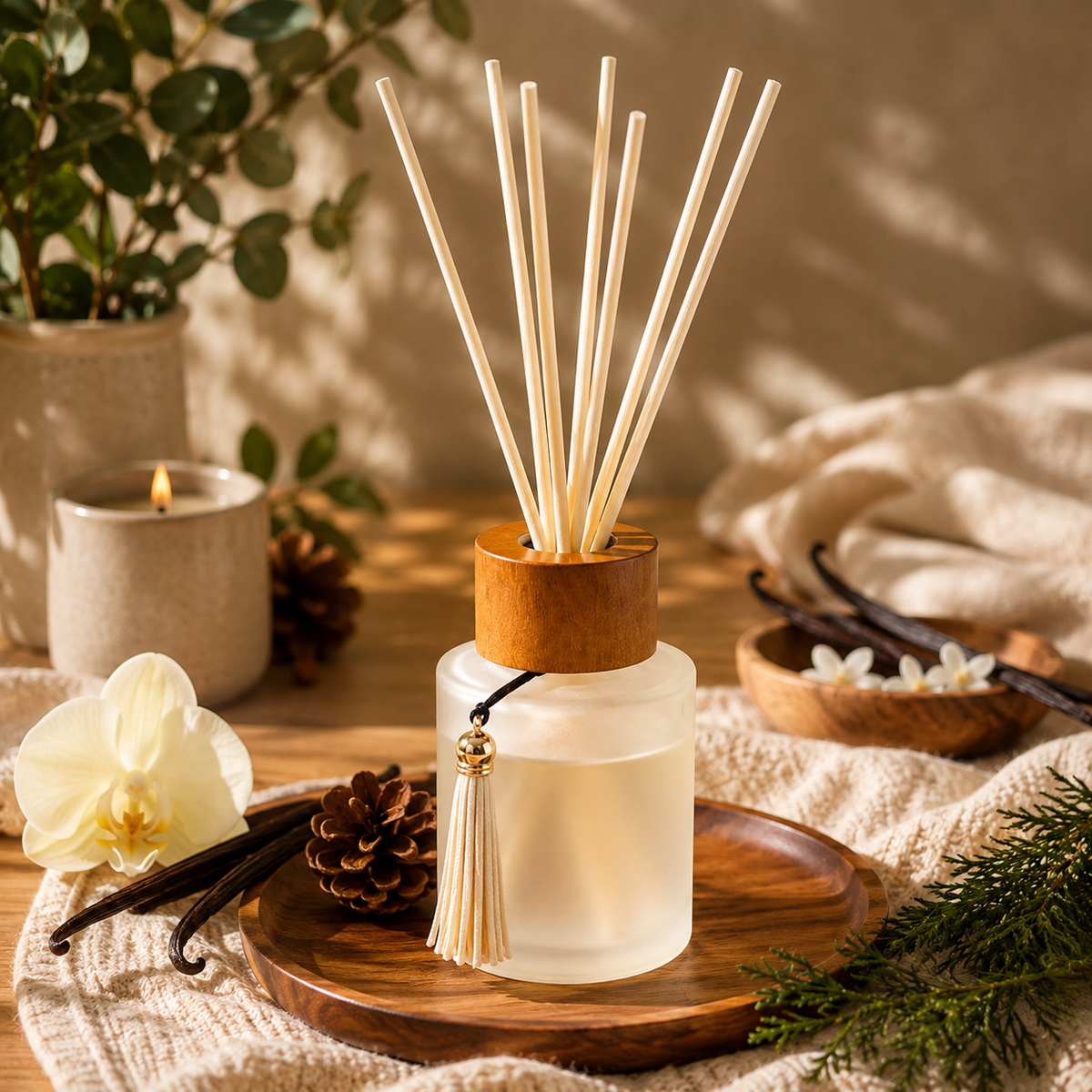 Diffuseur à bâtonnets Vanille & Bois de cèdre – 120 ml
