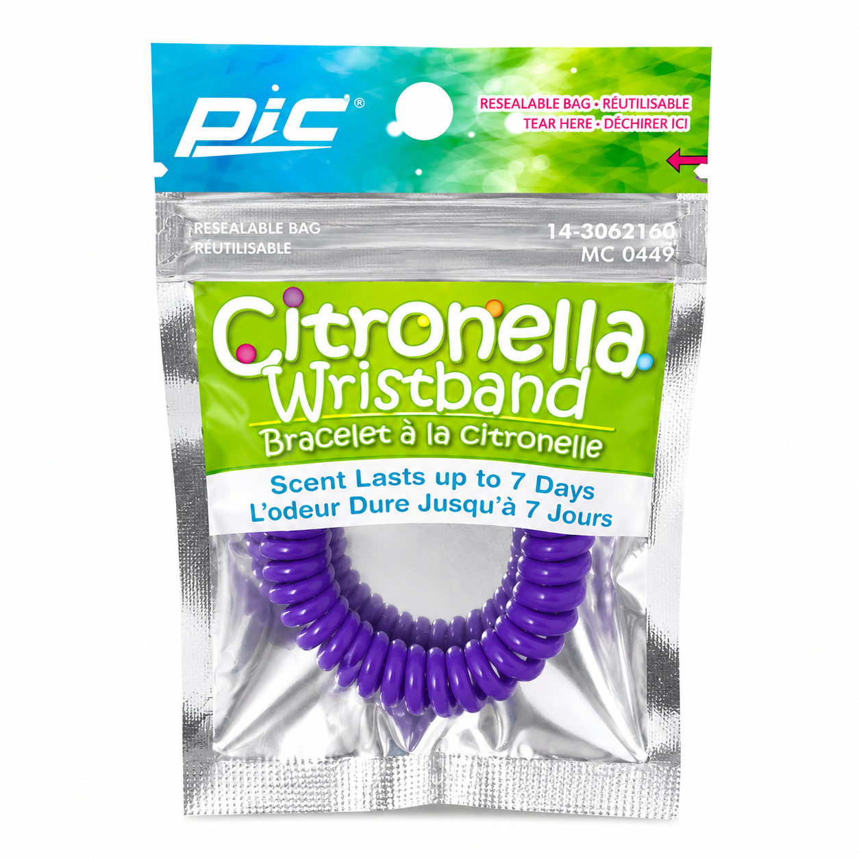 Bracelet à la citronnelle Violet – Diffusion jusqu'à 7 jours