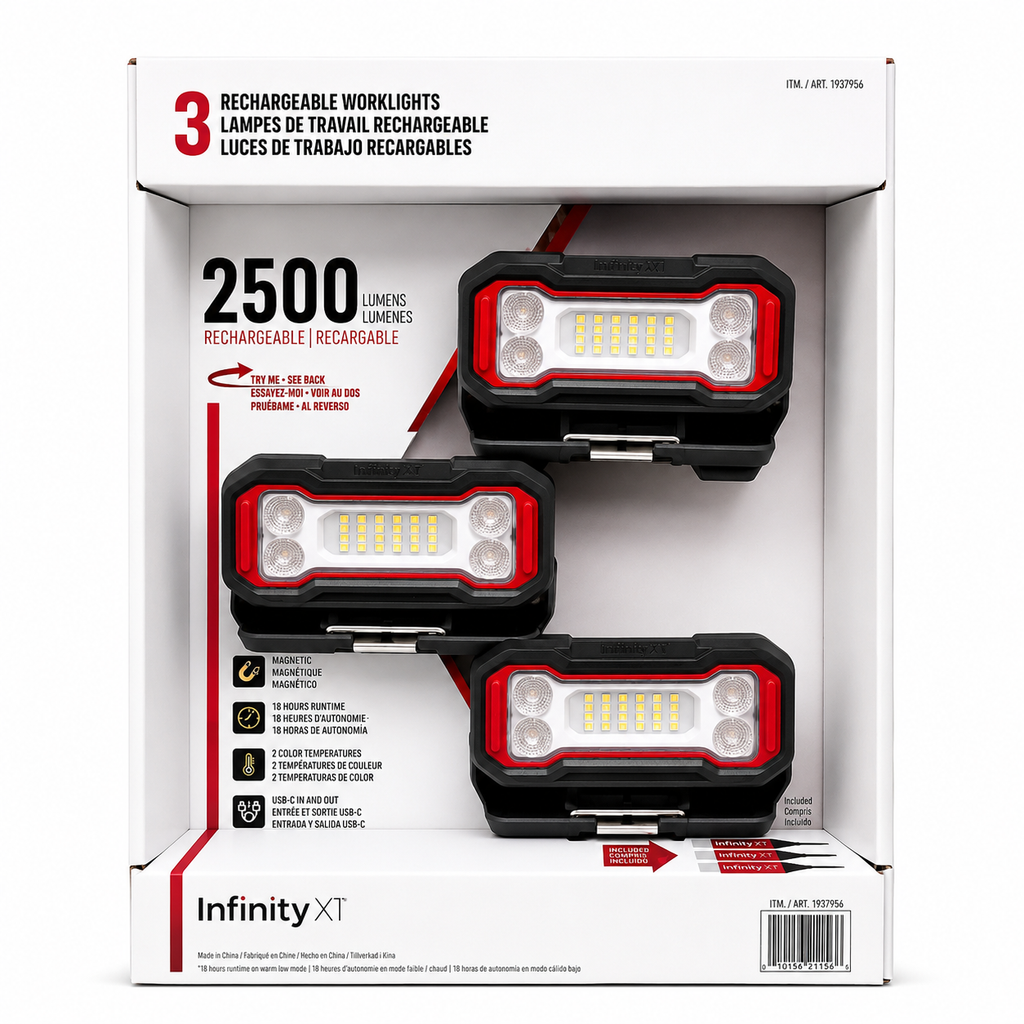 Lot de 3 lampes de travail rechargeables Infinity X1 – 2500 lumens lot de 3