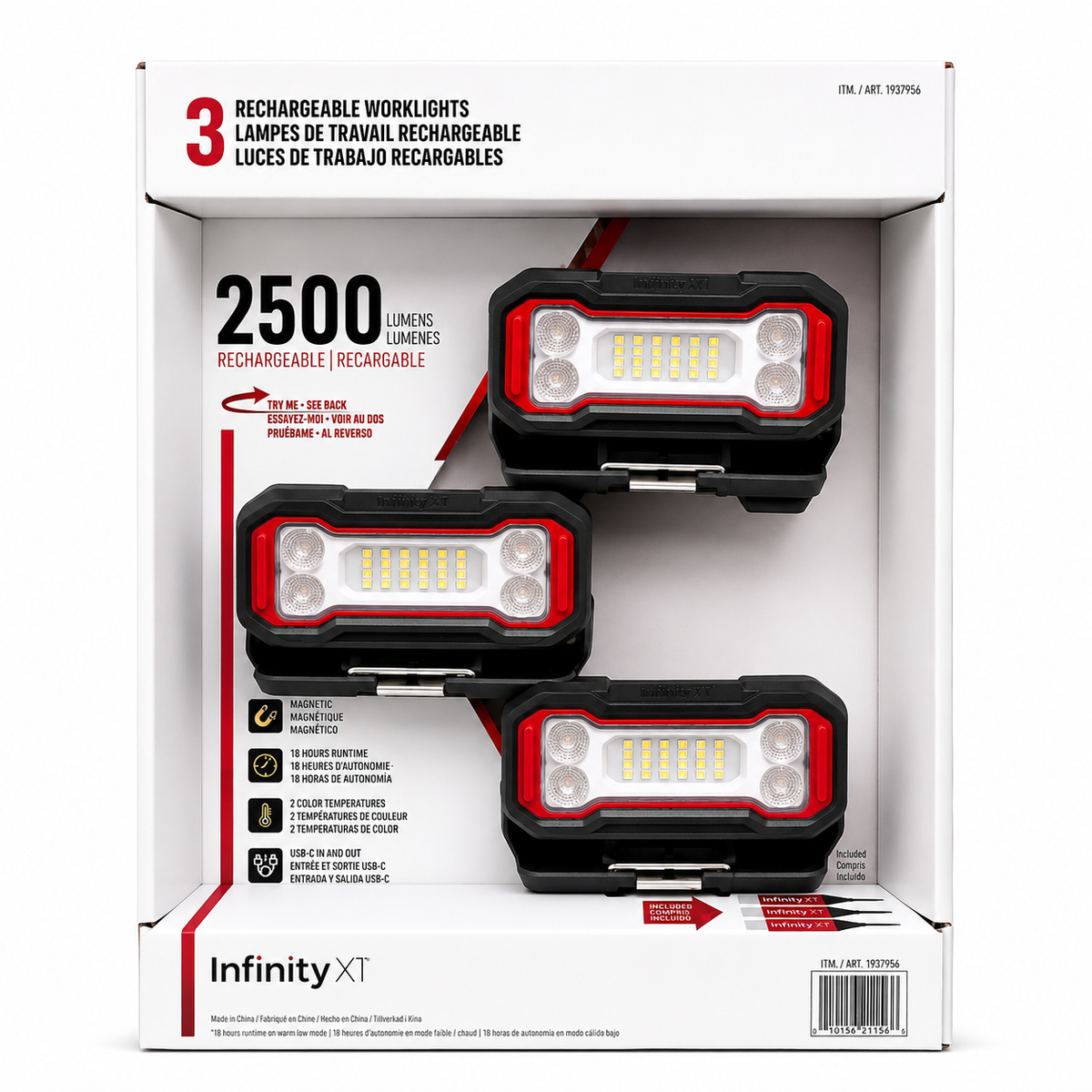Lot de 3 lampes de travail rechargeables Infinity X1 – 2500 lumens lot de 3