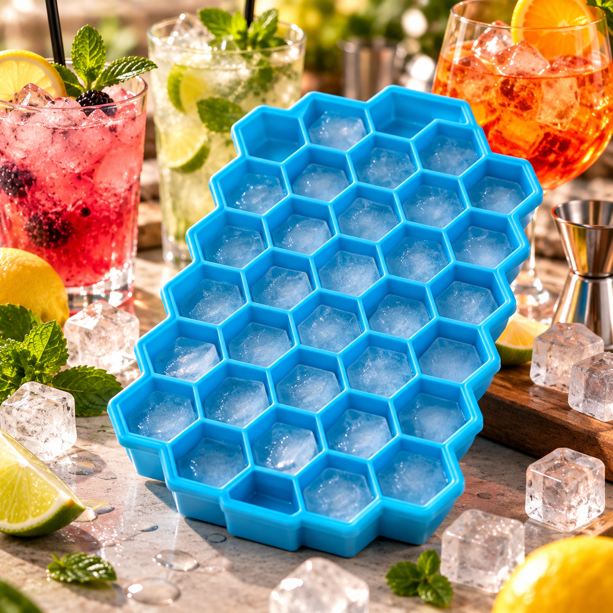 Bacs à glaçons bleu en silicone – 37 glaçons par bac lot de 2