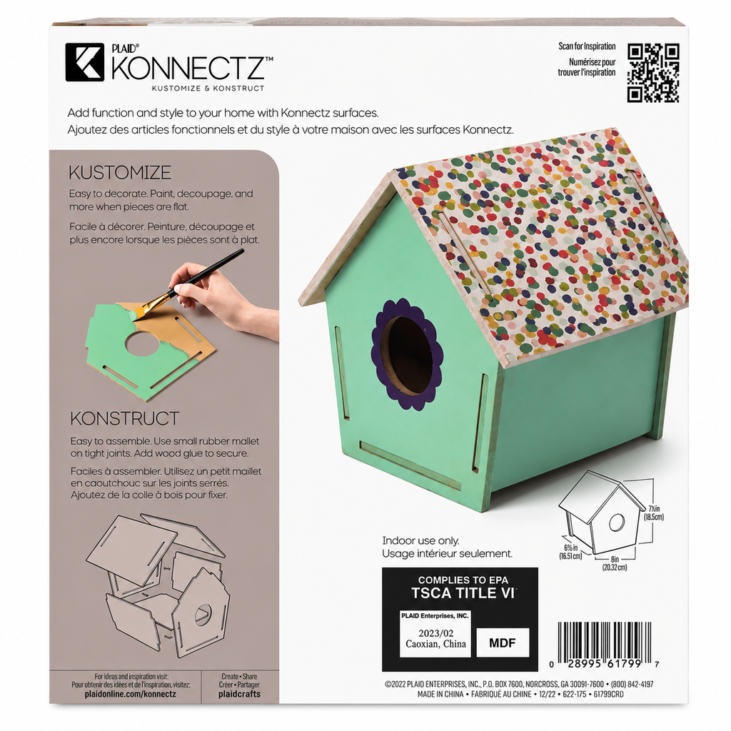 Nichoir à oiseaux en bois à décorer – Kit DIY