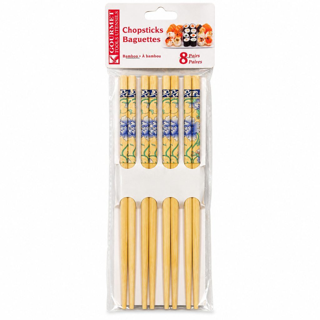 Lot de 8 paires de baguettes en bambou – bleu