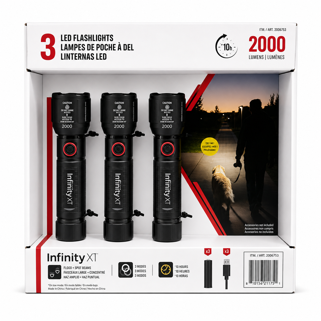 Lampes de poche LED Infinity X1 – 2000 lumens lot de 3