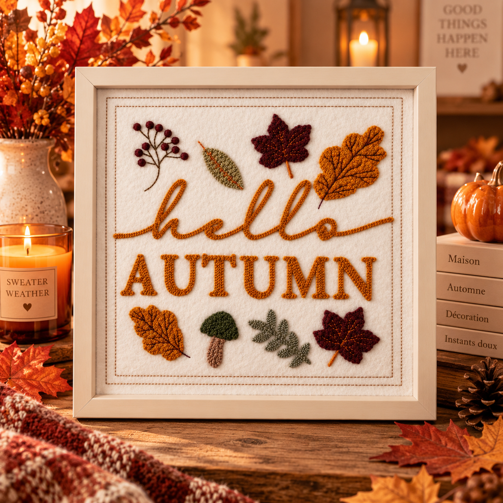 Cadre brodé « Hello Autumn »
