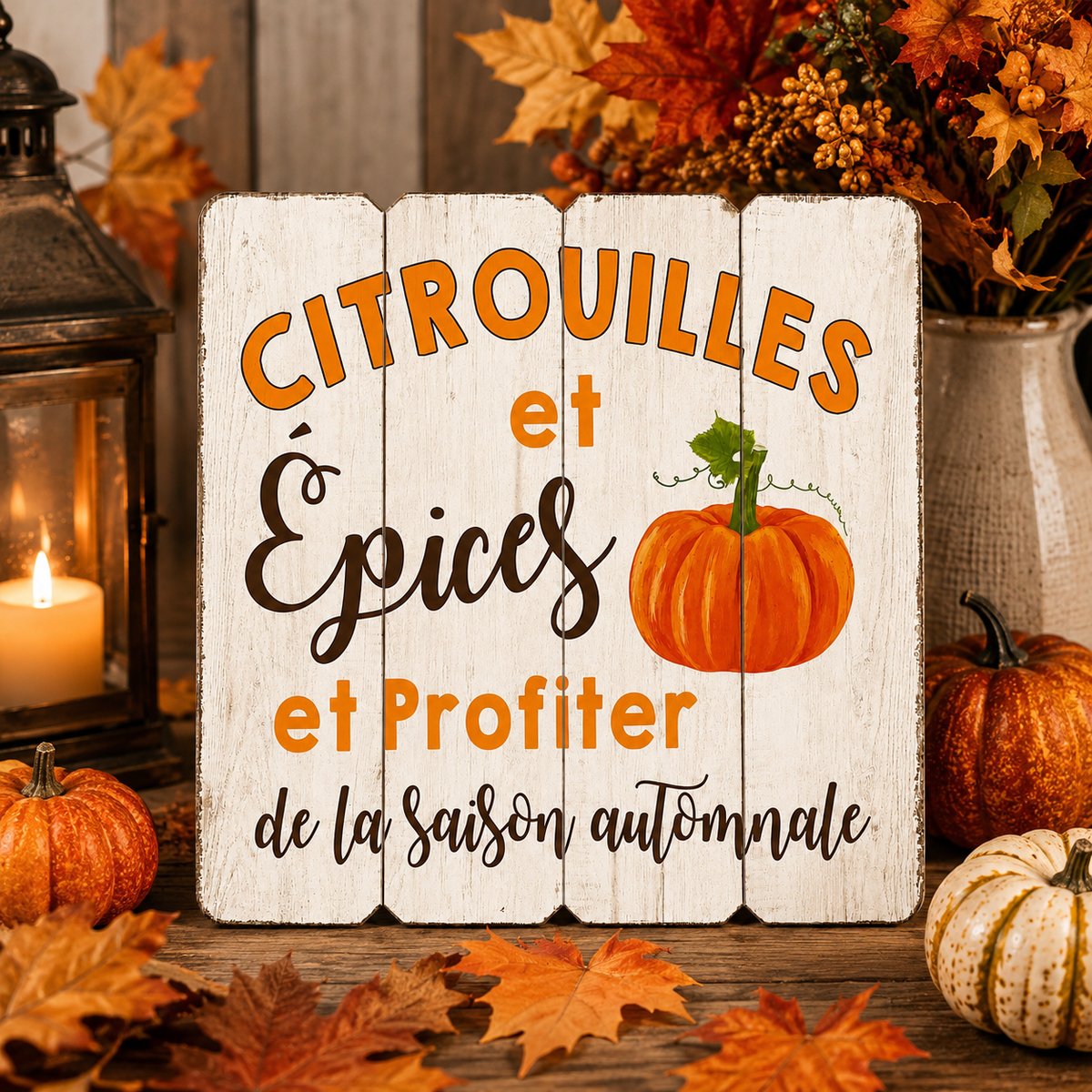 Panneau décoratif « Citrouilles et épices »