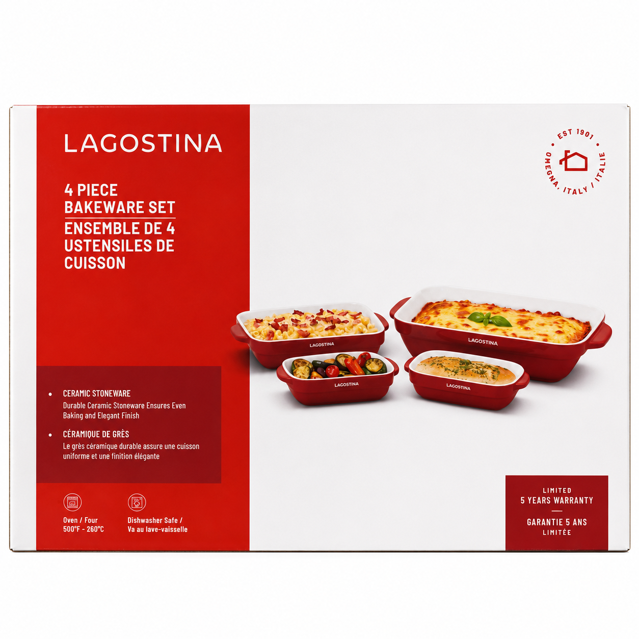 Lagostina - Plats de cuisson en céramique 4 pièces