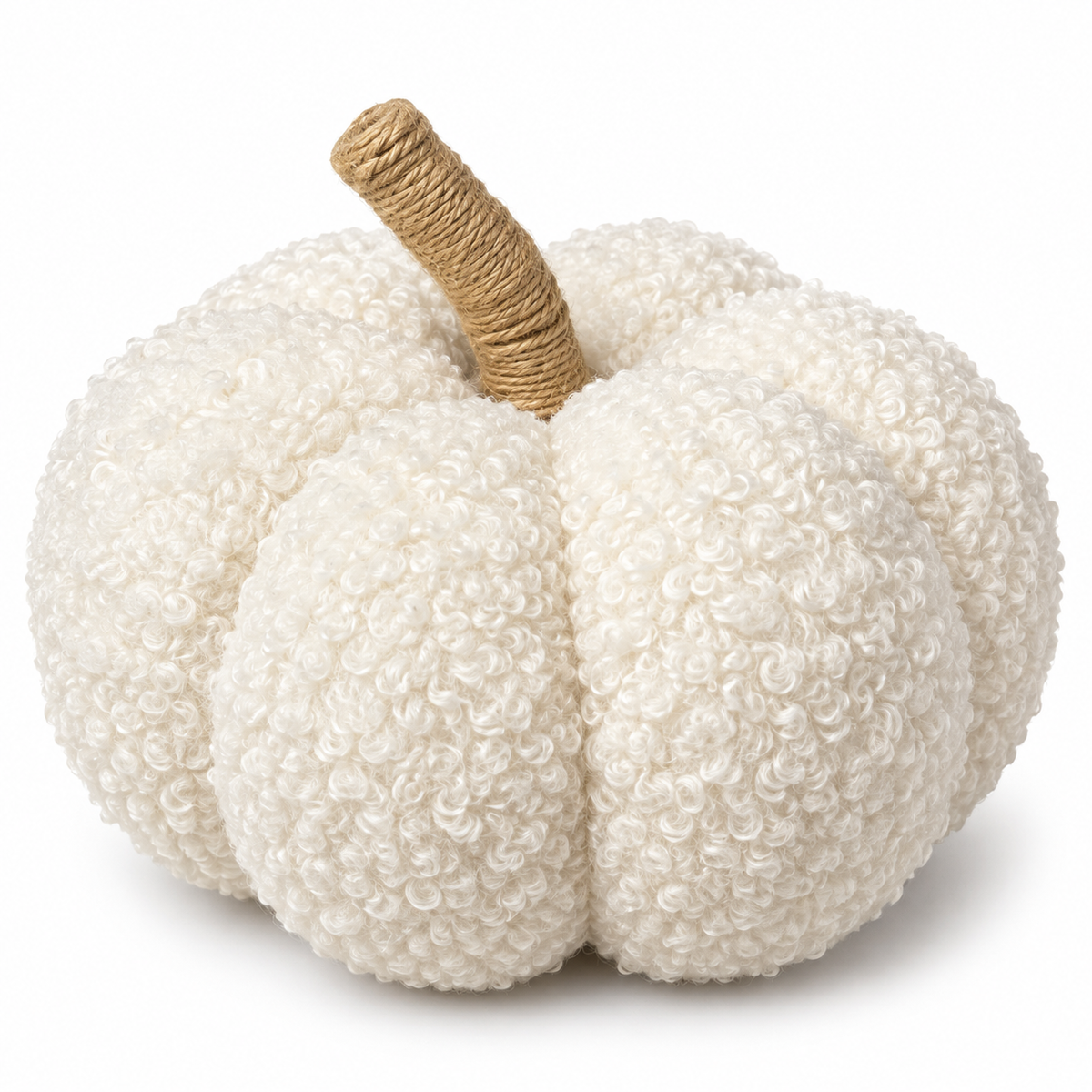 Citrouille décorative blanche en tissu bouclé