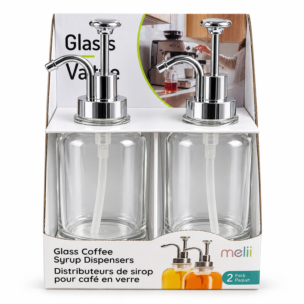Distributeurs de sirop pour café en verre – Lot de 2